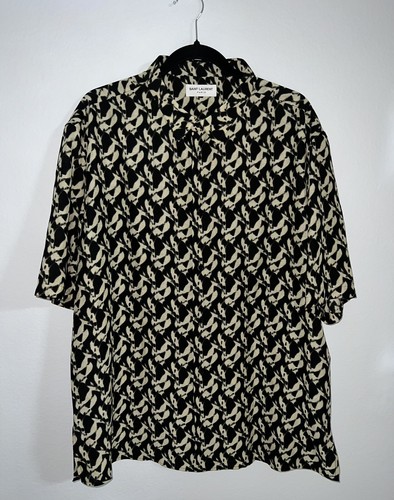 SAINT LAURENT (YSL) SAINT LAURENT Camicia Uomo Grafica Maniche Corta 42 EU 16 5 VENDITA AL DETTAGLIO US $1290