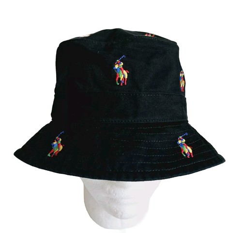 s-l500_1756071864 New Polo Ralph Lauren Men’s Black Bucket Hat Allover Colorblock Pony Twill