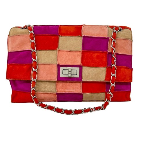 Borsa CHANEL scamosciata patchwork classica con patta 2 55