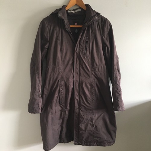 UNDERCOVER Victorinox Swiss Army Coat Women's S Long Trench Parka Brown Multi Pocket