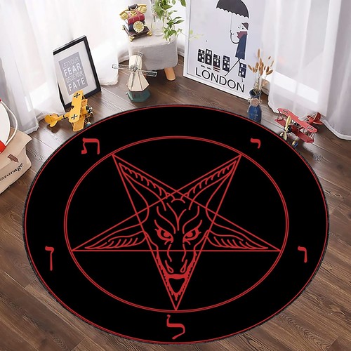 Pentagram Round  The Star Round Rug  Satan Round  Satanic Rug  Magic Circle Rug