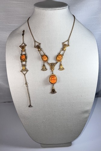 DIOR JEWELRY Egyptian Revival Scarab Necklace Bracelet JOHN GALLIANO CHRISTIAN DIOR FW 2001
