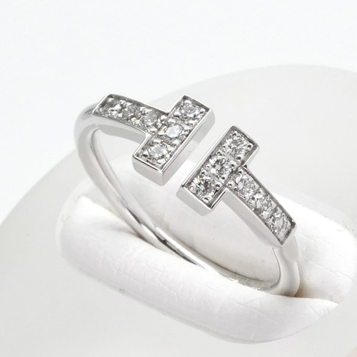 TIFFANY & CO. Tiffany Tiffany&Co. Anello Filo T Oro Bianco 18K 750WG Argento Diamante Usato0