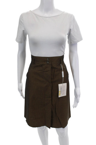 Minigonna donna Max Mara cotone con bottoni casual linea A marrone taglia 40