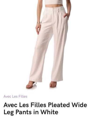 Anthropologie Avec Les Filles Full Wide Leg Lined White Trousers Pants L NWT