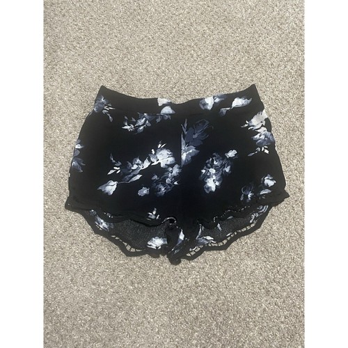 KENDALL + KYLIE Kendall & Kylie Women's Blue Floral Crochet Hem Cover Up Beach Shorts  Size M