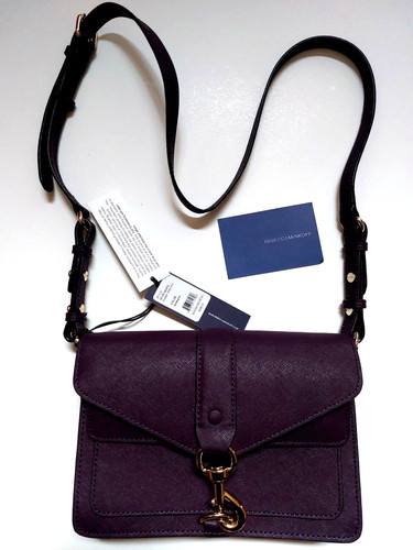 Borsa a tracolla REBECCA MINKOFF Hudson Moto Mini RARA colore viola melanzana ~ NUOVA