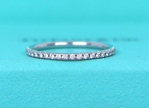 TIFFANY & CO. Tiffany & Co Belgium 18k White G Pave Diamond Eternity Metro Wedding Band