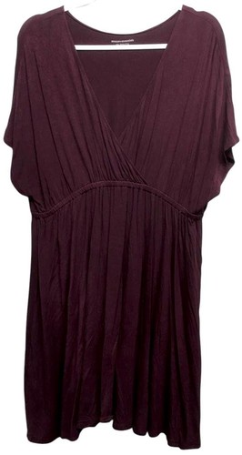 Amazon essentials XXL burgundy surplice cleavage short sleeve stretch dress