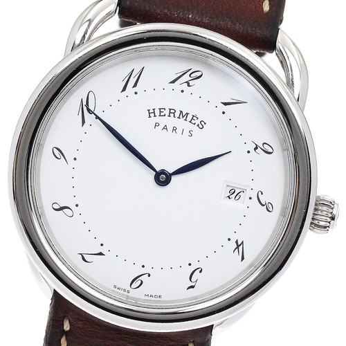 HERMÈS Orologio Uomo HERMES Arceau AR5.710 Data Quadrante Bianco Quarzo_885223