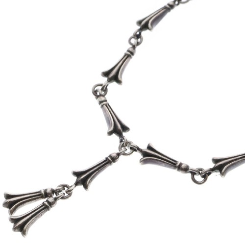 CHROME HEARTS COLLANA MAGLIA CODA INCROCIATA CUORI CROMATI MINI CRSSTL LNK 1h argento usata c063b610cd5