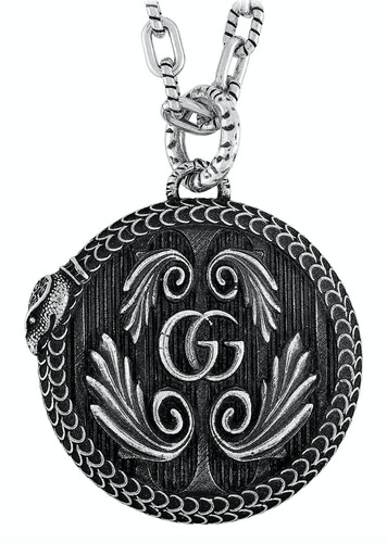 NIB Gucci Garden Snake GG Logo Marmont Sterling Silver Chain Drop Necklace 90