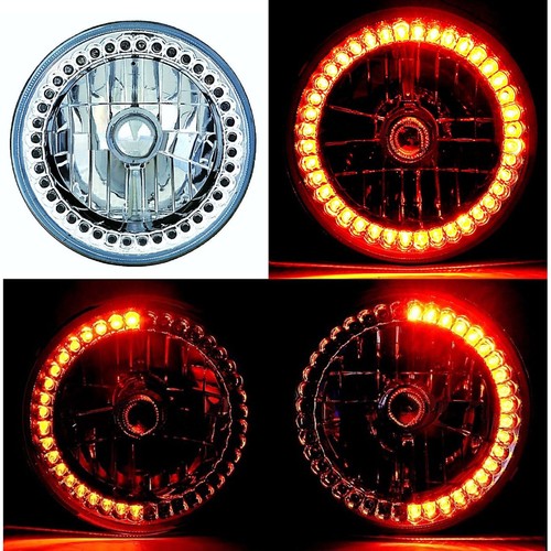 7" H6024 6014 Amber LED Angel Eye Ring Halo Headlight Blinker Turn Signal Light