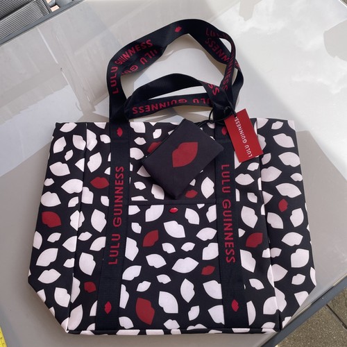 LULU GUINNESS RARA TOTE SHOPPER BAG WAITROSE LULU GUINESS LIPS STILE TELA PLASTICA RICICLATA