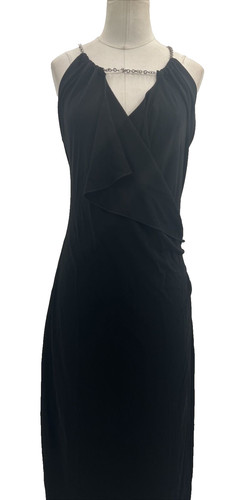 Abito GIVENCHY donna nero con catena impreziosito in crepe de chine taglia midi