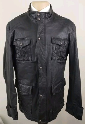 Hugo Boss Orange Jaboo W Mens Goat Leather Biker Zip Up Jacket Size 40R
