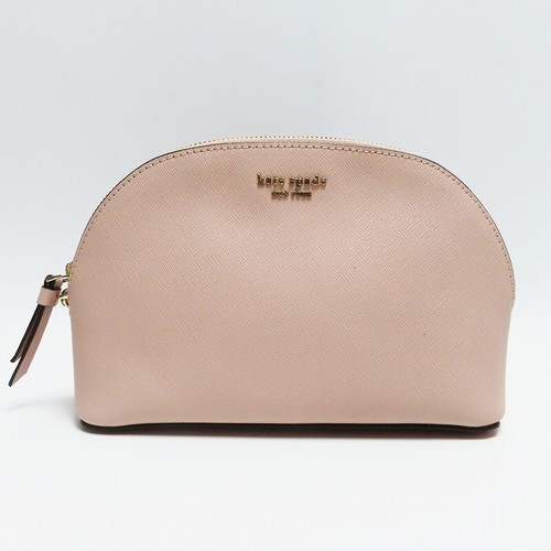 T12 k002 Beautiful kate spade Leather Cosmetic Pouch Accessory Pouch Pink