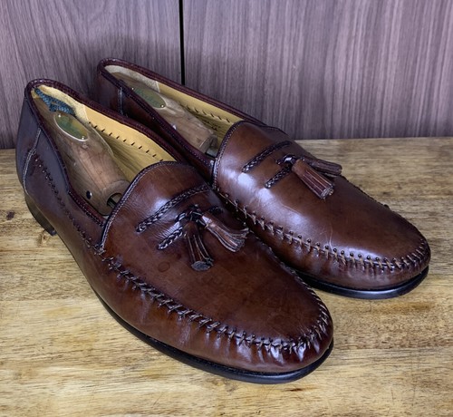 Sandro Moscoloni LA VIDA Tassel topped Leather Men Loafer Shoes Brown Size 14