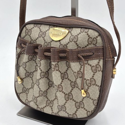 PEDRO Gucci GG Supreme Leather Mini Crossbody Shoulder Bag Brown Auth