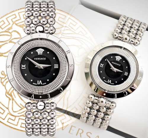 Orologio donna Versace VE7900620 EON lunetta girevole IP argento SWISS MADE nuovo