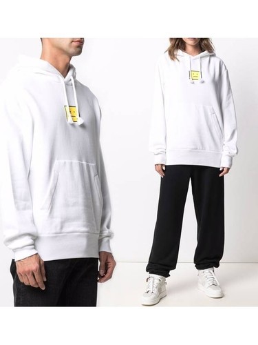 NWOT ACNE STUDIOS white cotton jersey hoodie size M OVERSIZED UNISEX