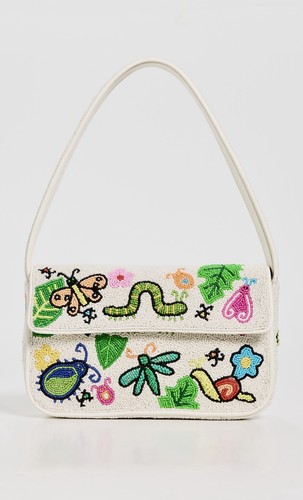 Borsa STAUD Tommy con perline Bug Out multicolore nuova con etichetta