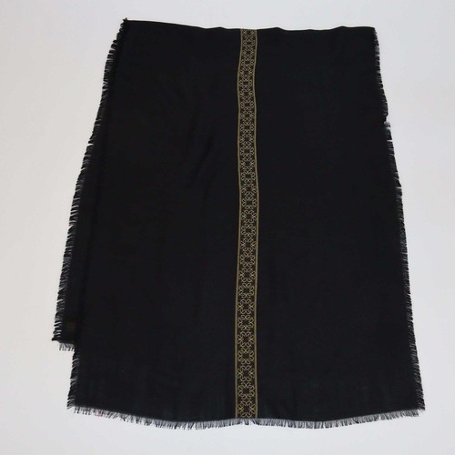 Elie Saab Black Gold Logo Stripe Scarf