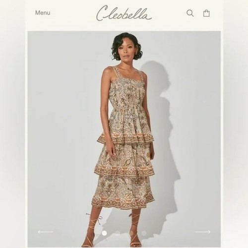 VETEMENTS Abito midi CLEOBELLA Rosalie Boho TG MEDIUM a strati con volant paisley caleidoscopio
