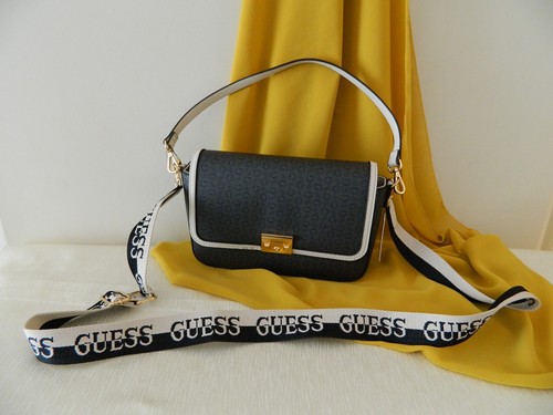 New GUESS Los Angeles Shoulder Crossbody Bag Grey & Beige Two Detachable Straps