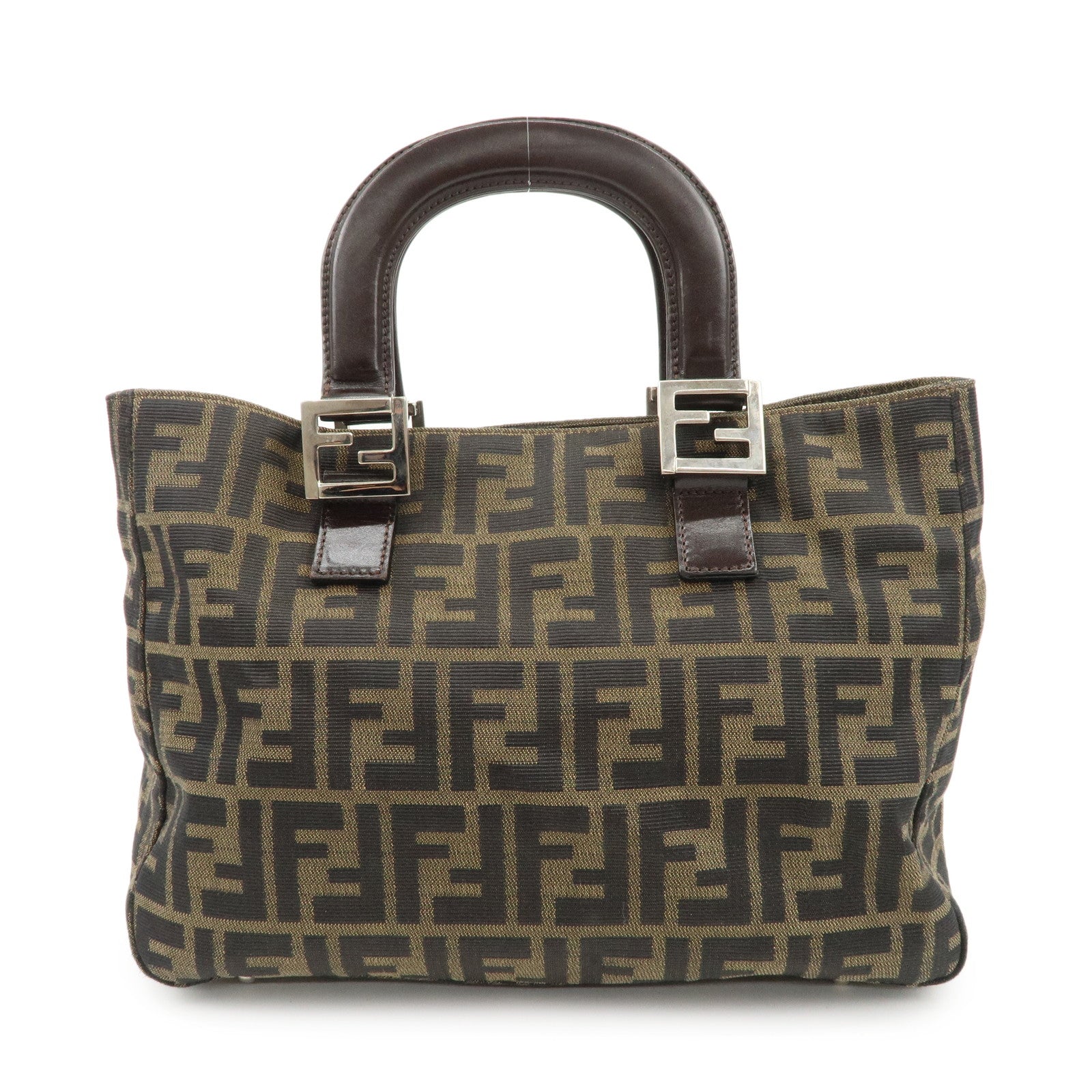 DCT VINTAGE FENDI Zucca Canvas Leather Tote Bag Brown Black 26329 Used