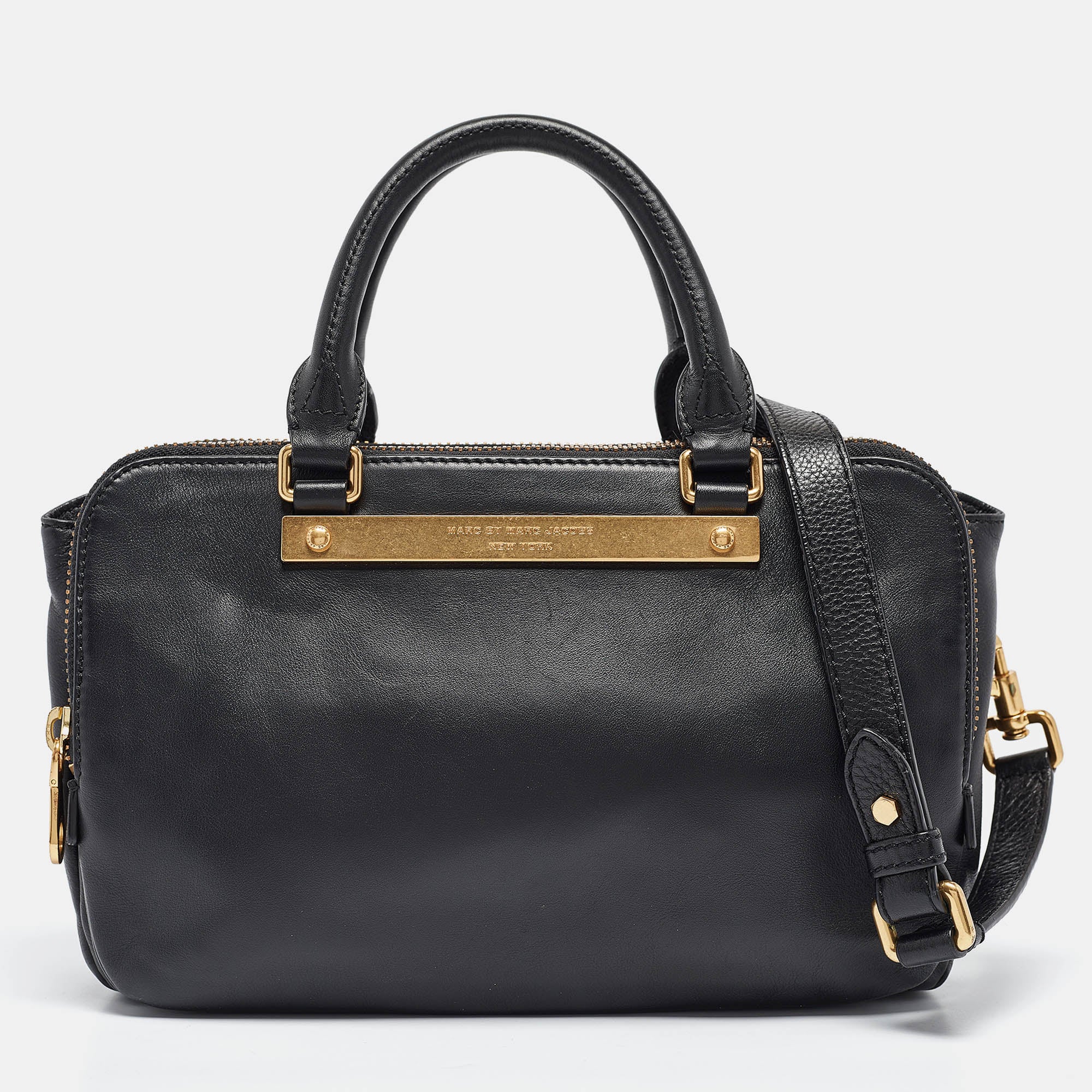 2613 Marc By Marc Jacobs Black Leather Goodbye Columbus Satchel