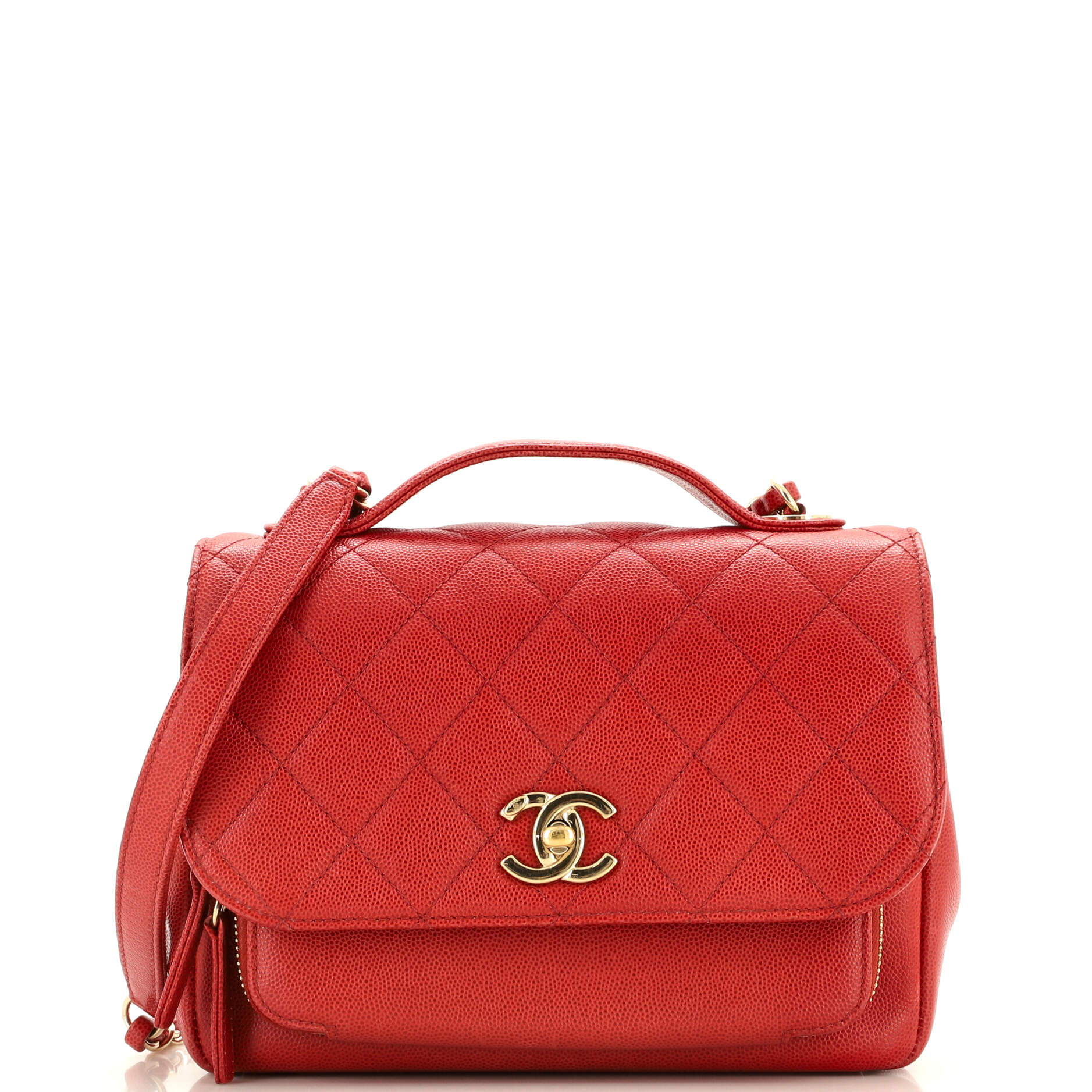 2860 Business Affinity Flap Bag Quilted Caviar Small
