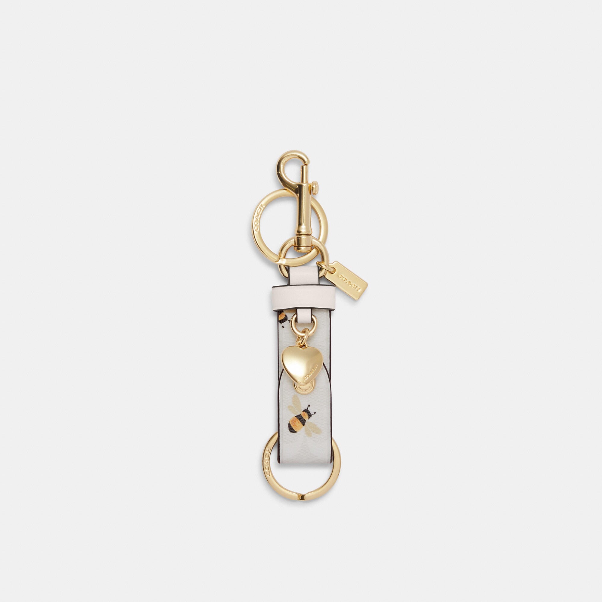 2037 Coach Outlet Trigger Snap Bag Charm In Signature Canvas With Bee Print