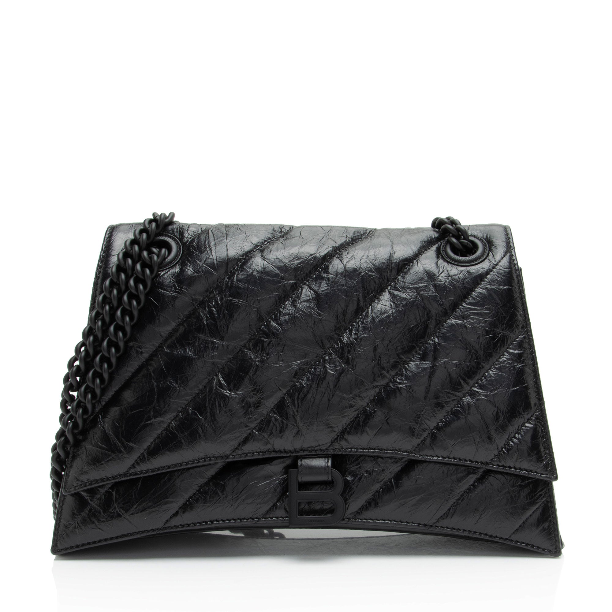 2869 Balenciaga Quilted Leather Crush Medium Shoulder Bag