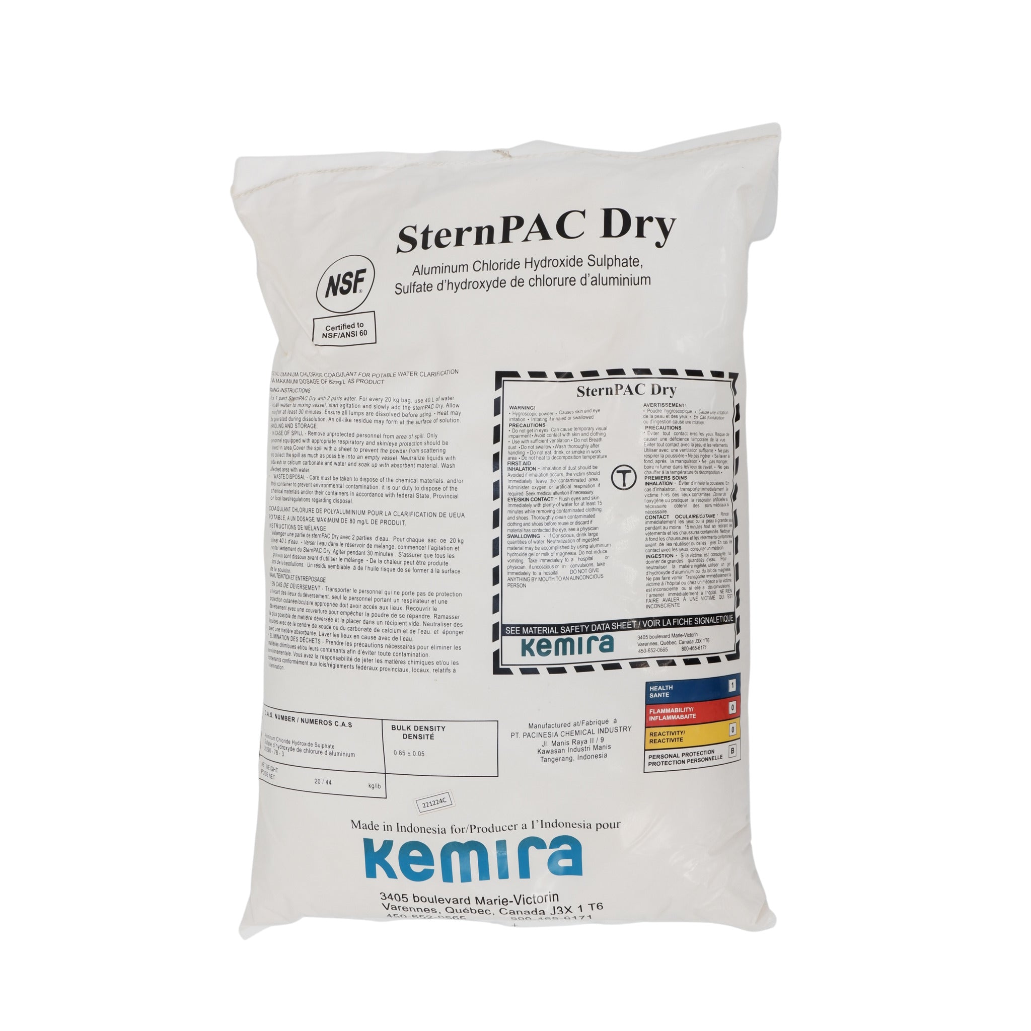 KEMIRA SternPAC Dry Poly/Aluminum Chloride Coagulant for Potable Water Clarification   20 kg Bag