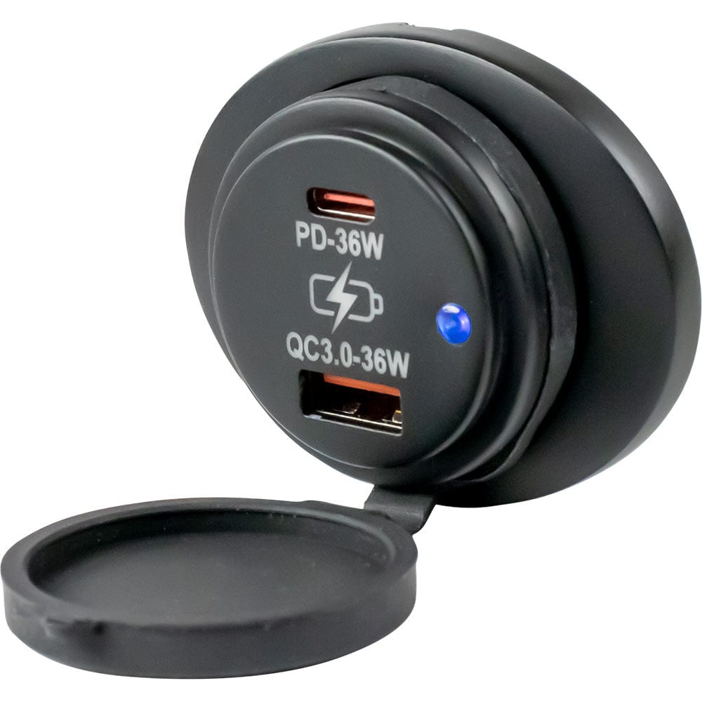 Sea Dog Oval Surface Mount USB 3.0  USB C Power Socket [426535 1]