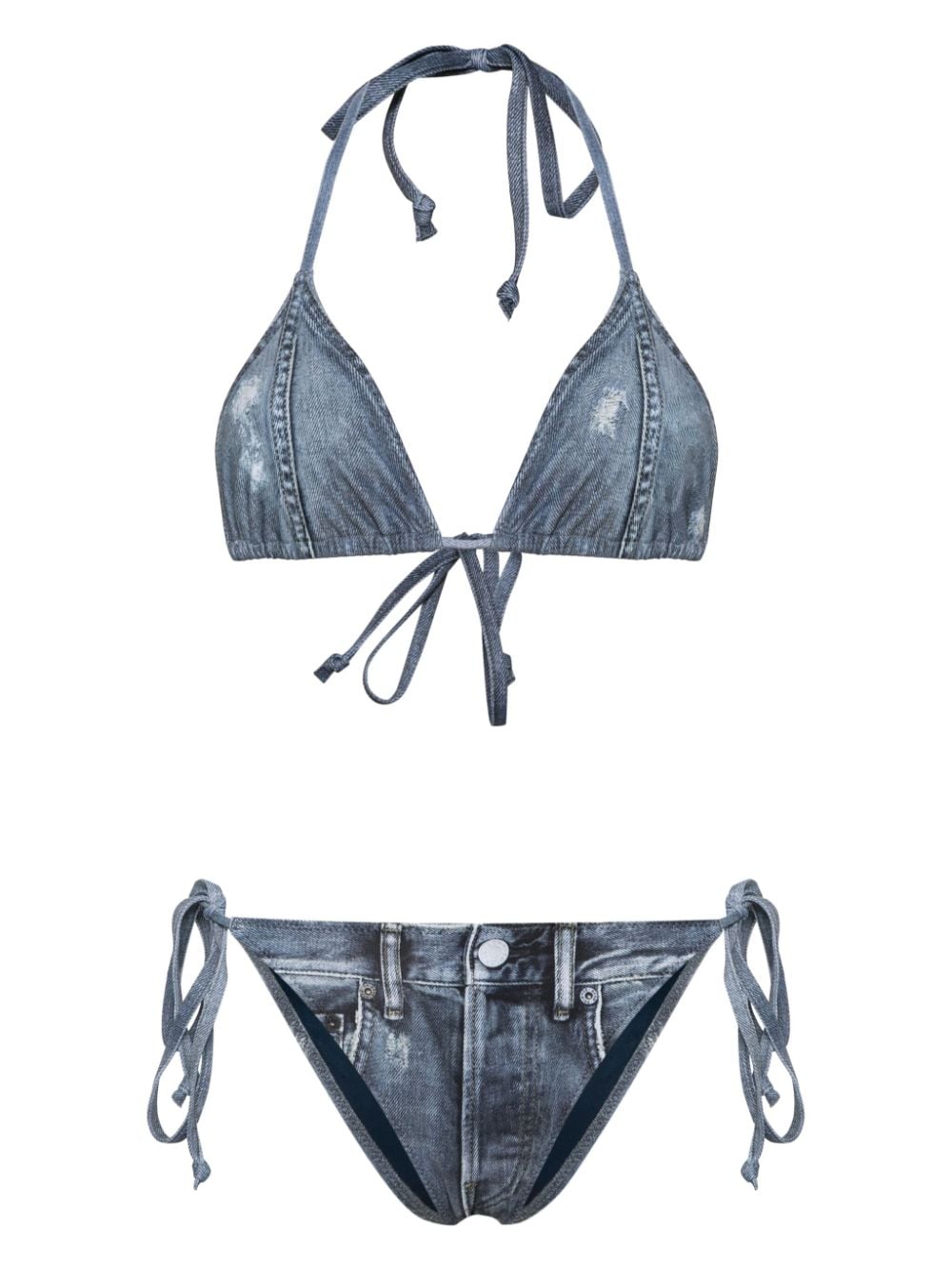 Acne Studios Denim Print Bikini Set
