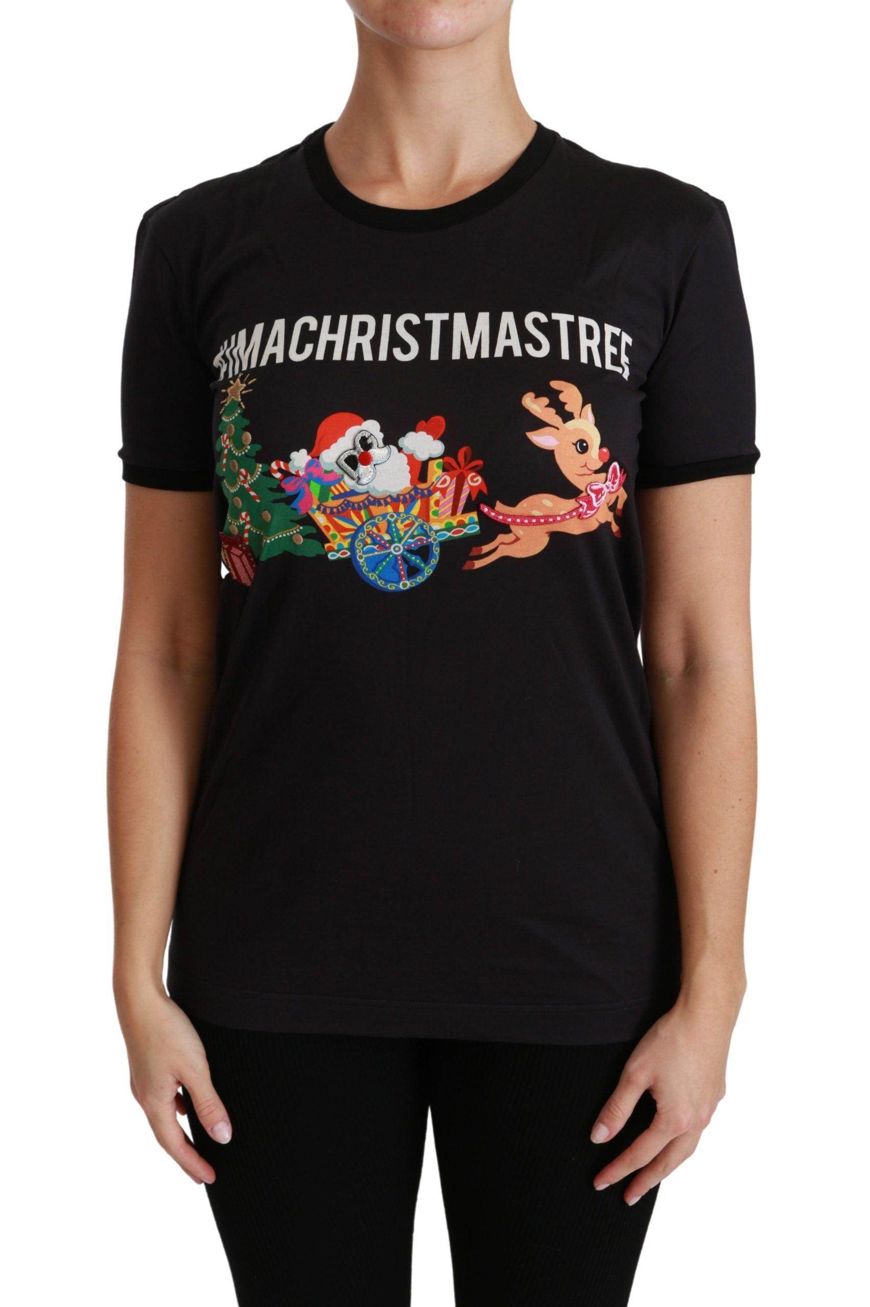 DOLCE & GABBANA Dolce & Gabbana sort bomuld T shirt med rund hals og unikt print