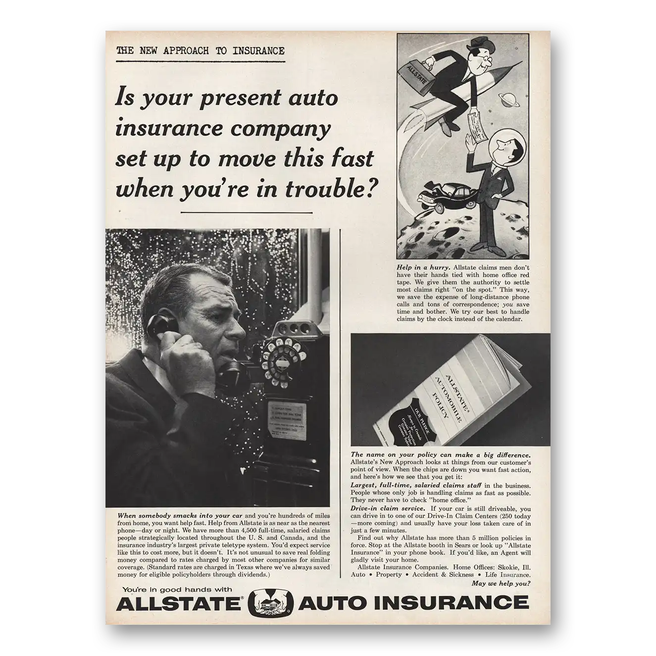 RELICPAPER 1961 Allstate Insurance Print Ad   Fast Rocket