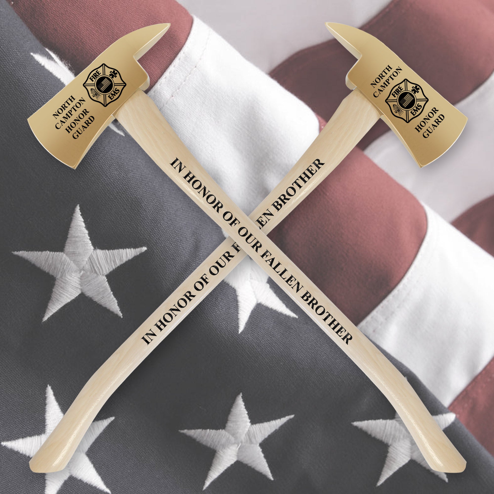 ENGRAVING, AWARDS & GIFTS 36" Gold Plated Ceremonial Firefighter Parade Axe   Natural