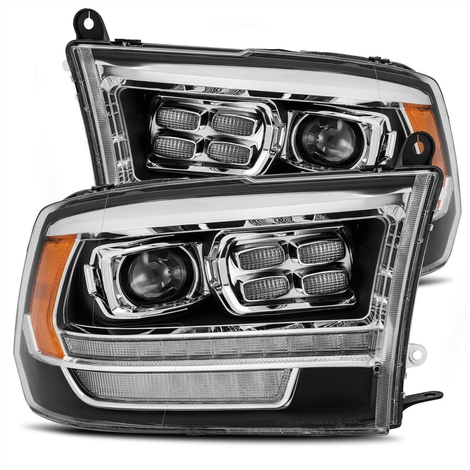 AlphaRex Black LUXX LED Projector Headlights for 2009 2018 Dodge Ram 1500