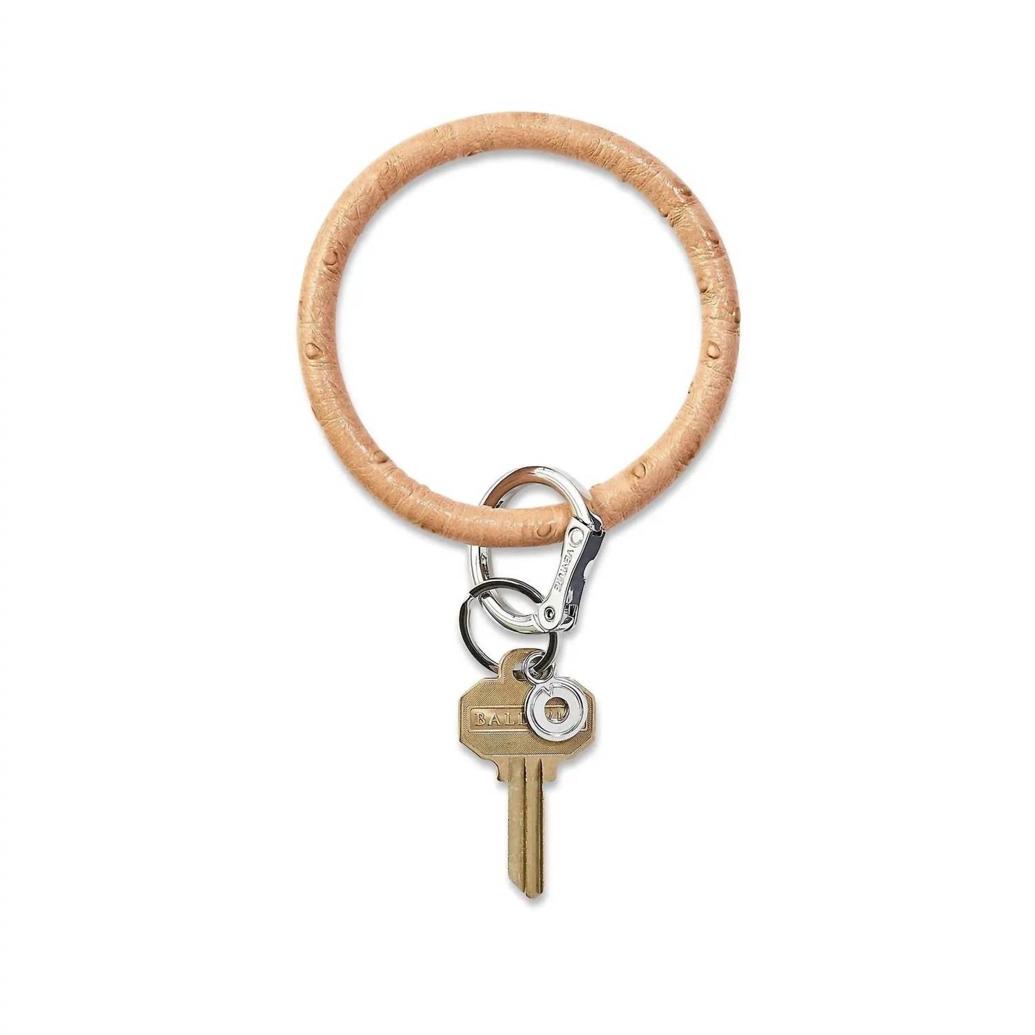 2244 Leather Big O Key Ring In Mocha Ostrich