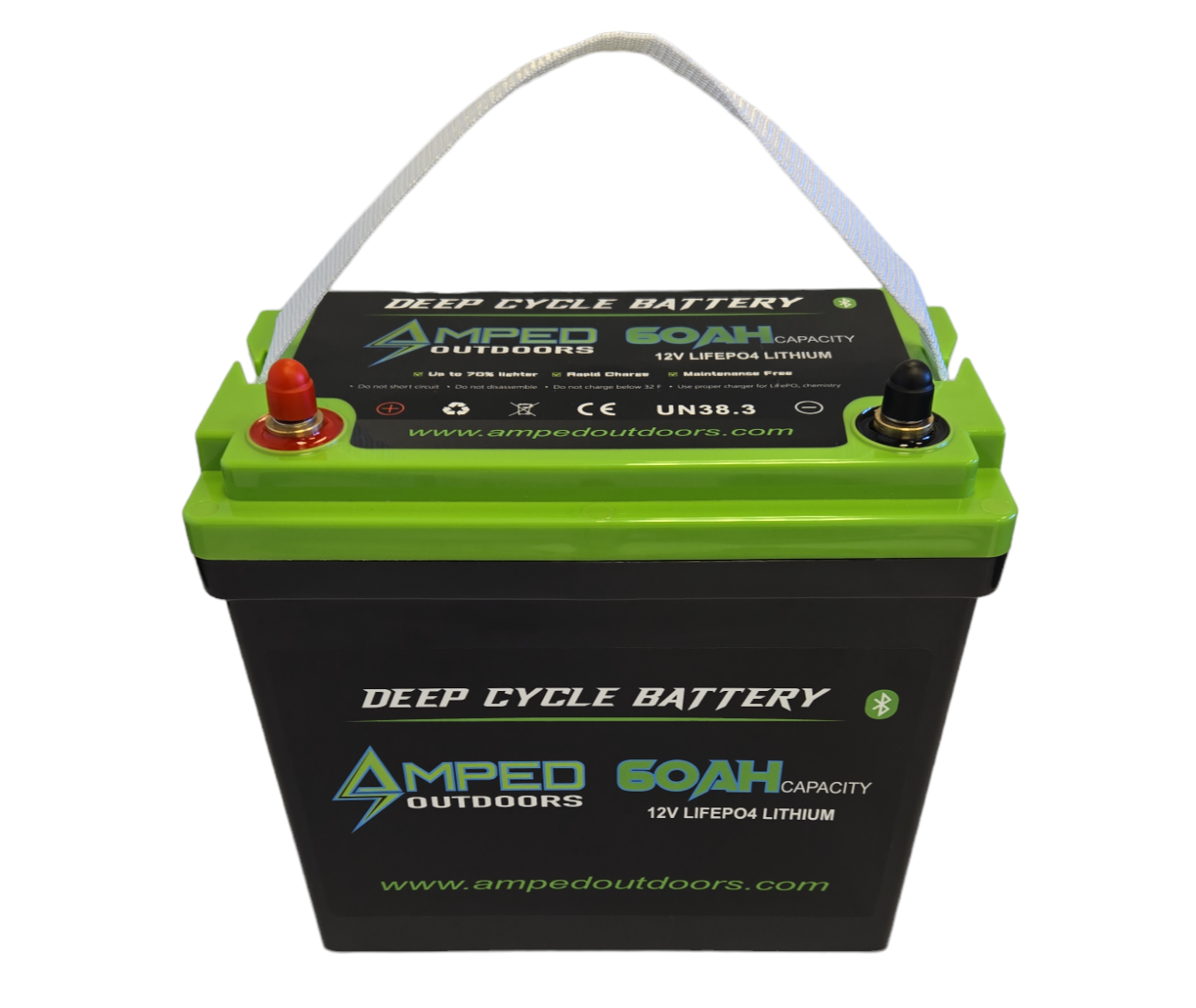AMPED OUTDOORS 60Ah Lithium (LiFePO4) 12.8V Battery  Bluetooth   IP67 Waterproof   Kayak Edition