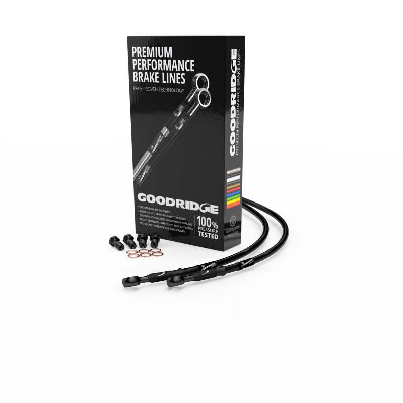 Goodridge 84 01 Kawasaki KLR250 Black Front SS Brake Lines w/Black Fittings
