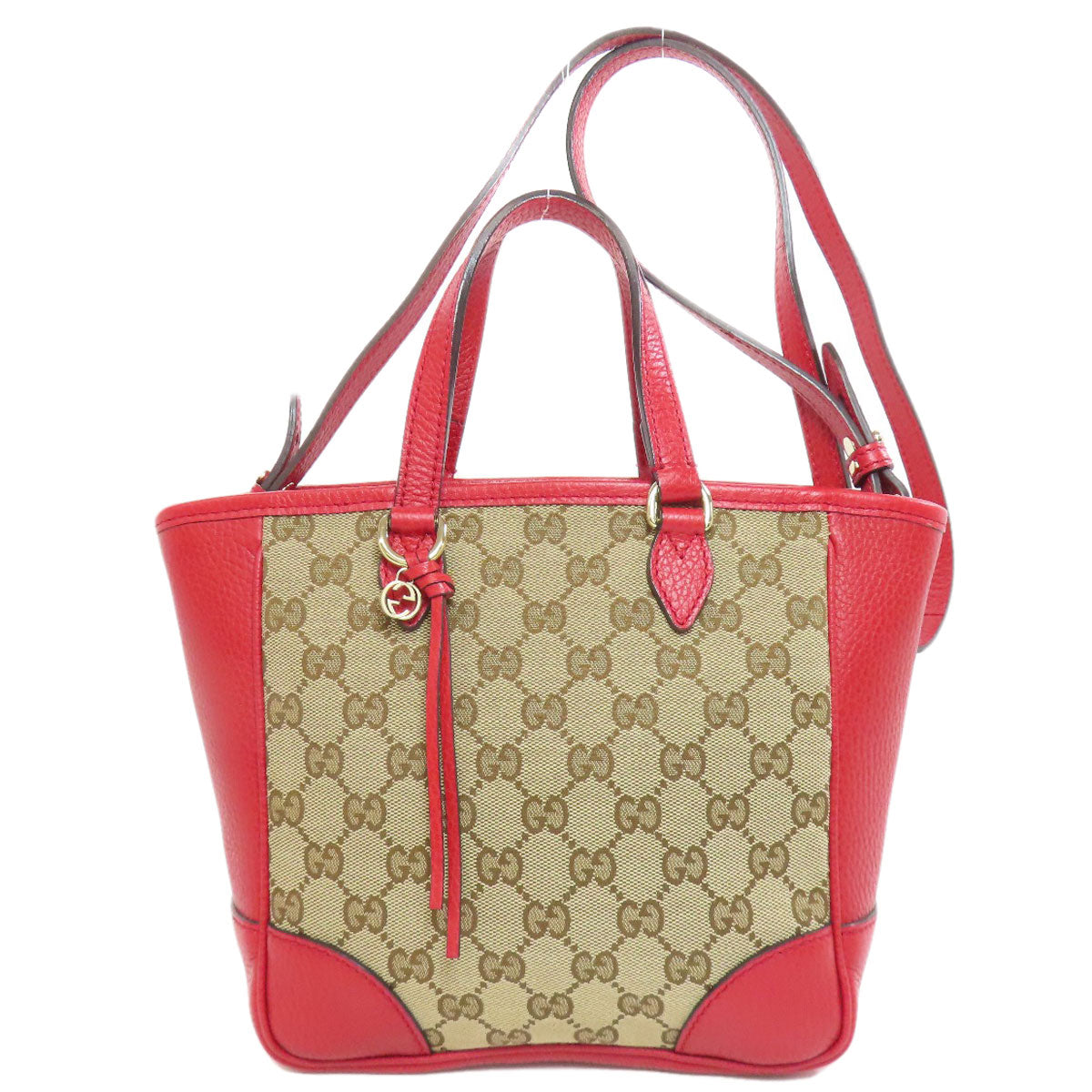 GUCCI Handbag 449241 Canvas  Leather Red GG outlet 2WAY Women Used Authentic