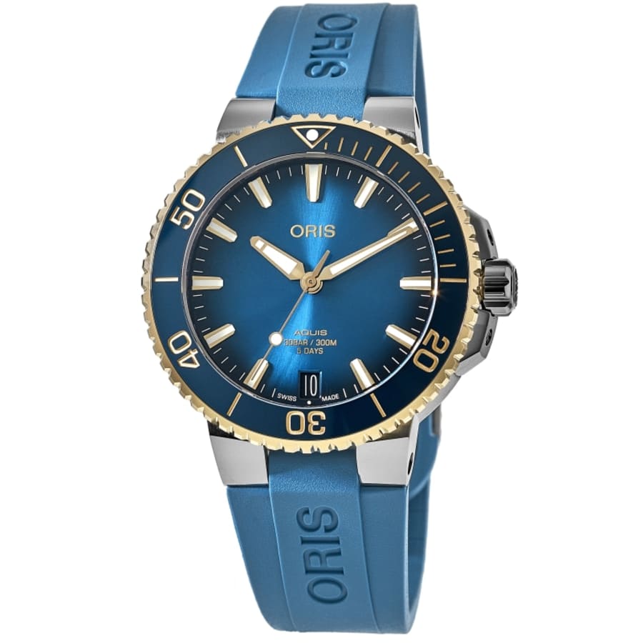 2818 Oris Aquis Date Blue Dial Rubber Strap Men's Watch 01 400 7769 6355 07 4 22 75FC