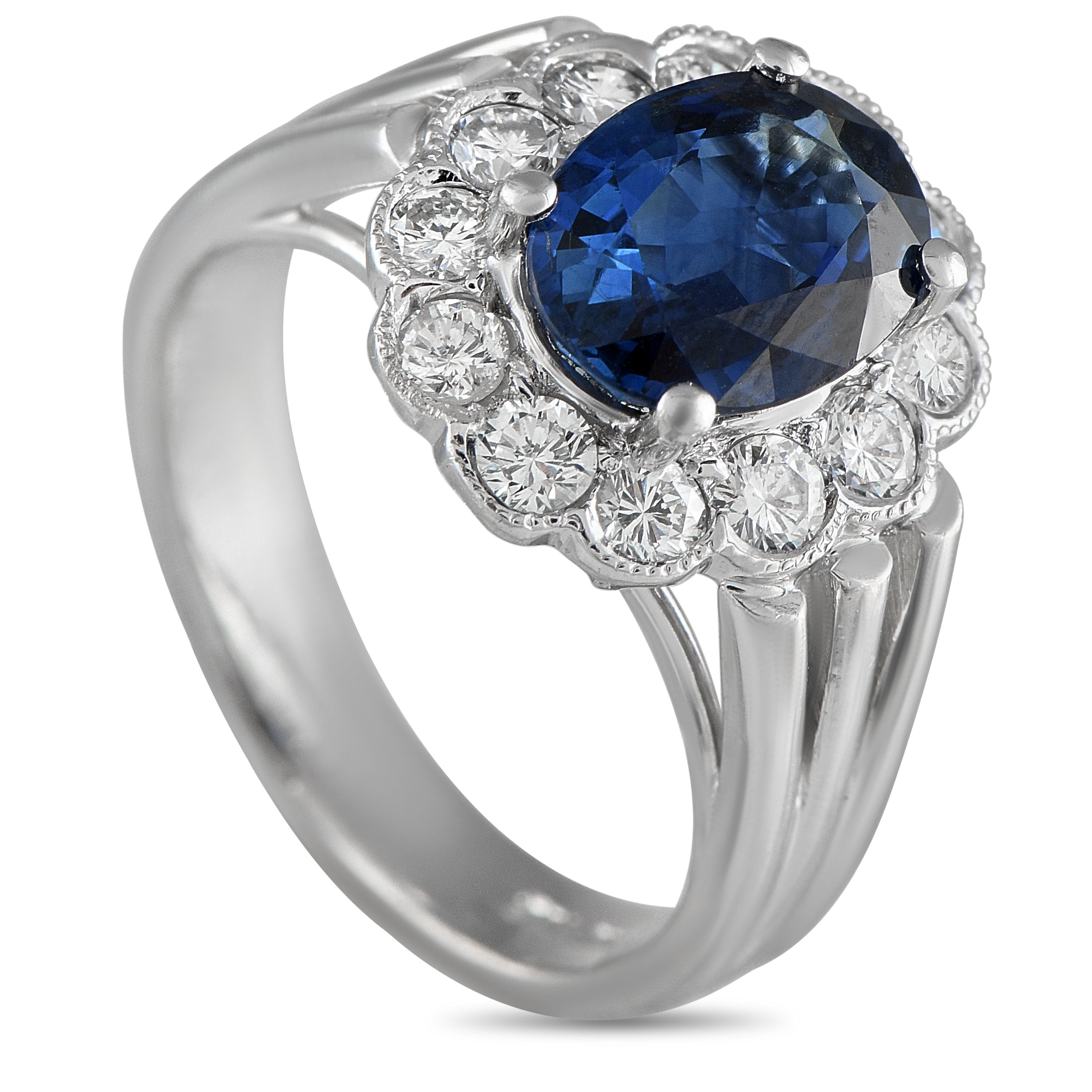 2269 LB Exclusive 18K White Gold 0.60ct Diamond and Sapphire Ring MF10 052725
