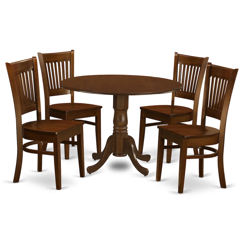 2736 5 PcTable with 2 drop leaves and 4 Wood dinette Chairs