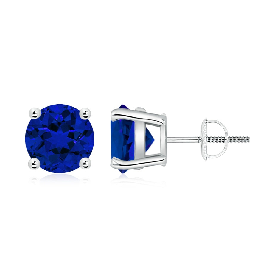 ANGARA Lab Grown Basket Set Round Blue Sapphire Studs