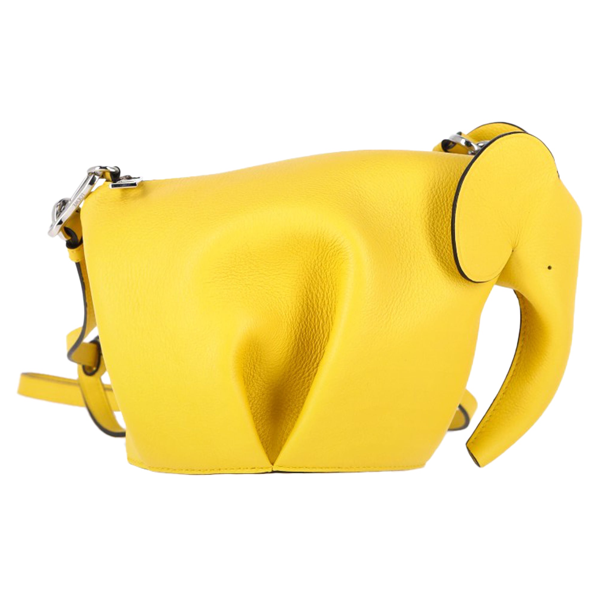 2604 Loewe Mini Elephant Crossbody Bag in Yellow Calfskin Leather